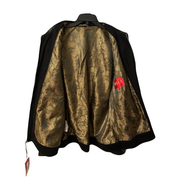 NEW Inserch Mens Size 2XL Glossy Black Alligator Embossed Zip Jacket Faux Suede - Picture 5 of 11